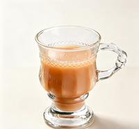 French Retro Textured Clear Glass Mug with Handle, Ideal for Whiskey & Flower Tea
