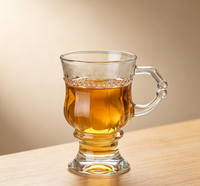 French Retro Textured Clear Glass Mug with Handle, Ideal for Whiskey & Flower Tea