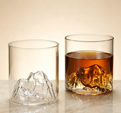 Heavy-Duty Glacier Embossed Straight Glass Tumbler, Premium Cup for Spirits & Cocktails